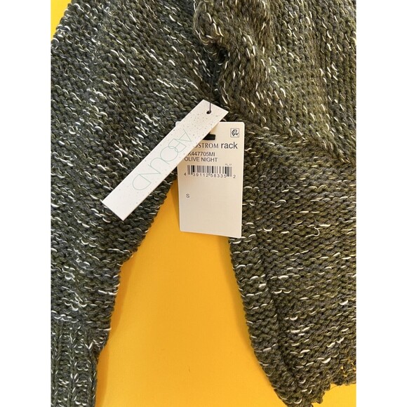 ABOUND Twist Back Sweater Top Womens S Olive Marled Knit Pullover Cropped NWT - Picture 2 of 5